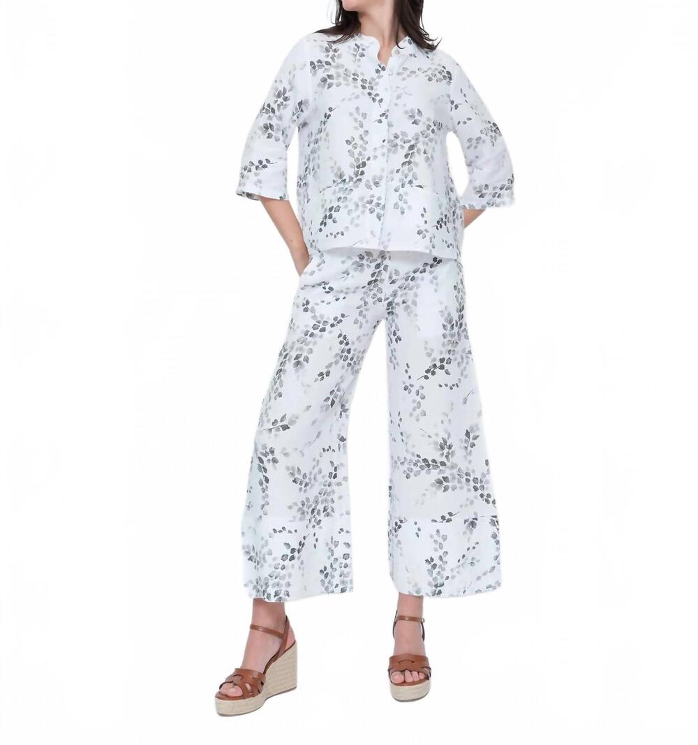 NEW BLUEBERRY flare trousers in white flora